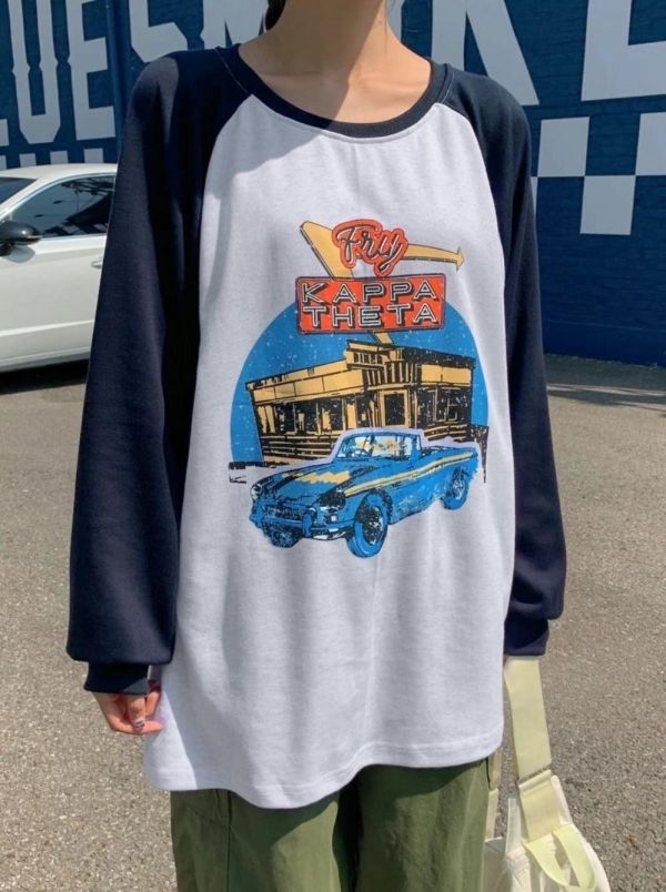 Z in D [ 美式復古汽車圖樣配色Ｔ恤 ] 2色 2510031 ZinD,zind,ZD,zooindrawer,zoo in drawer,抽屜動物園,丹寧,牛仔外套,外套富翁,洋裝