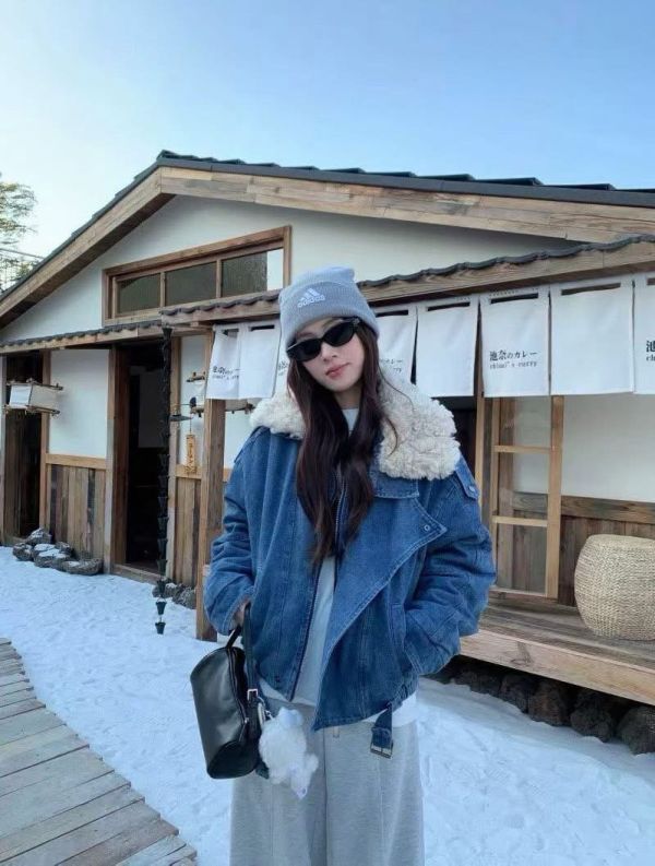 ZinD [ Q毛毛翻領單寧騎士暖外套 ] 單寧藍 2512281 