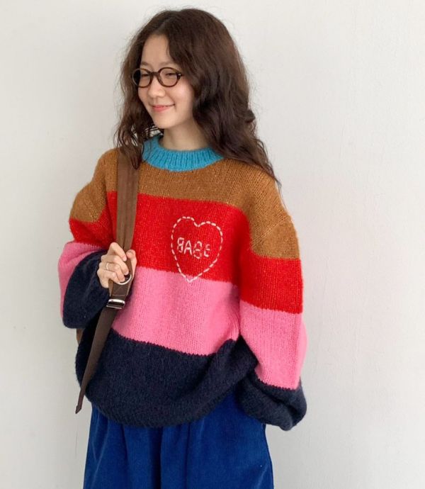 ZinD [ 英國奶奶的愛 彩色毛線針織 ] 2色 2511213 ZinD,zind,ZD,zooindrawer,zoo in drawer,抽屜動物園,丹寧,牛仔外套,外套富翁,洋裝,韓國襪子