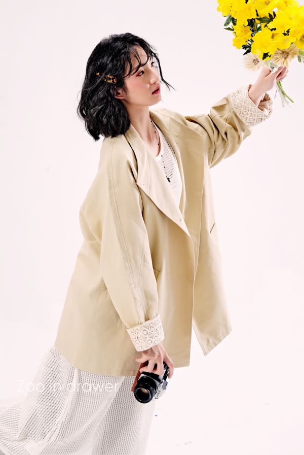 shihslica [ 反摺蕾絲袖口春季風衣外套 ] 3色 2503051 