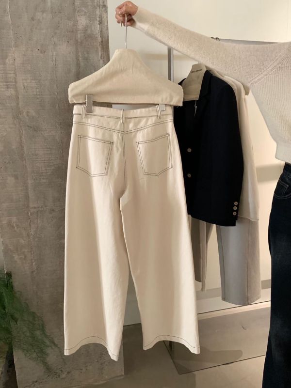 Z in D [ 附腰帶米杏色率性寬管褲 ] 2 size 2509228 ZinD,zind,ZD,zooindrawer,zoo in drawer,抽屜動物園,丹寧,牛仔外套,外套富翁,洋裝