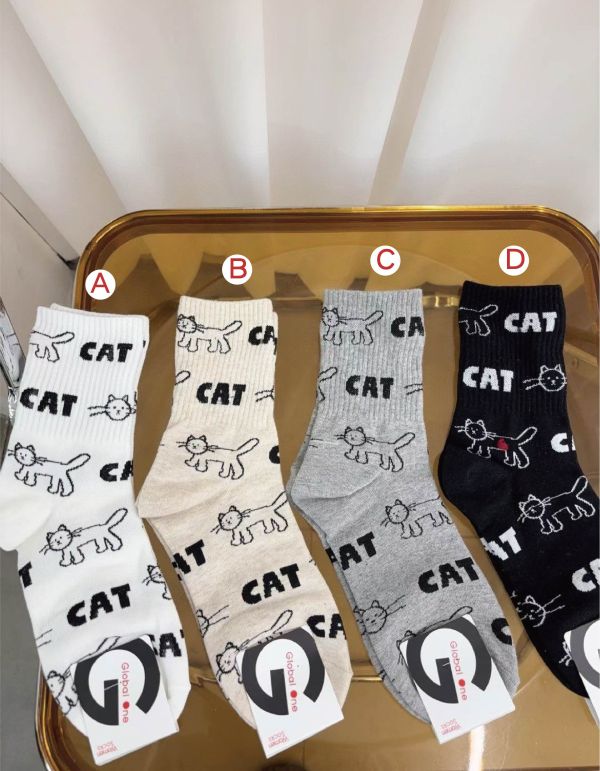 Z in D [ 韓製：線條貓咪cat短襪 ] 4色 2510108 
