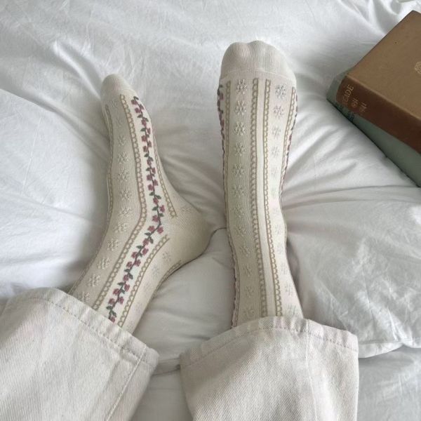 Z in D [ 韓製：古典古典緹花配色短襪 ] 5色 2510109 ZinD,zind,ZD,zooindrawer,zoo in drawer,抽屜動物園,丹寧,牛仔外套,外套富翁,洋裝,韓國襪子