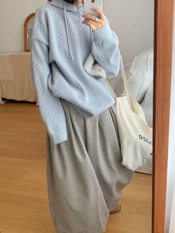 ZinD [ 柔柔 麻花編飾彈性連帽針織 ] 3色 2601021 shihslica ZinD,zind,ZD,zooindrawer,zoo in drawer,抽屜動物園,丹寧,牛仔外套,外套富翁,洋裝,韓國襪子,年終慶,雙11,雙12,黑五,週年慶,合購價,自訂款