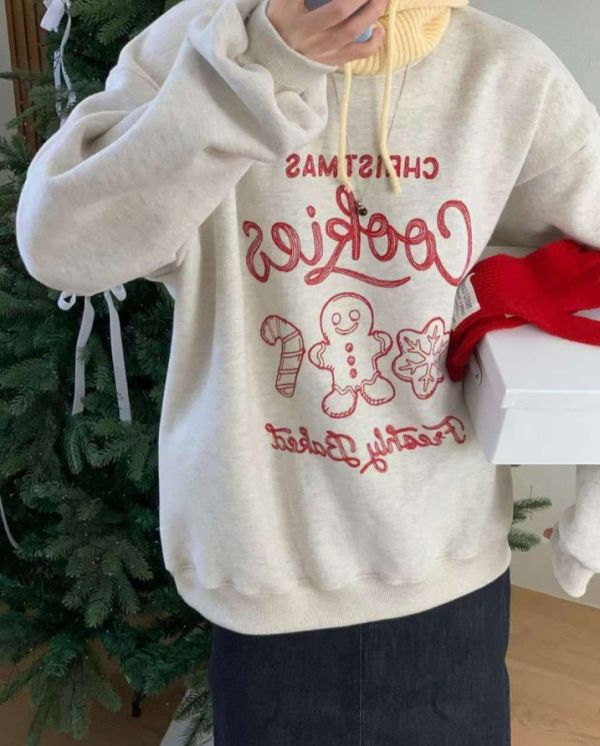 ZinD [ 繡線薑餅人刷毛暖T ] 2色 2511212 