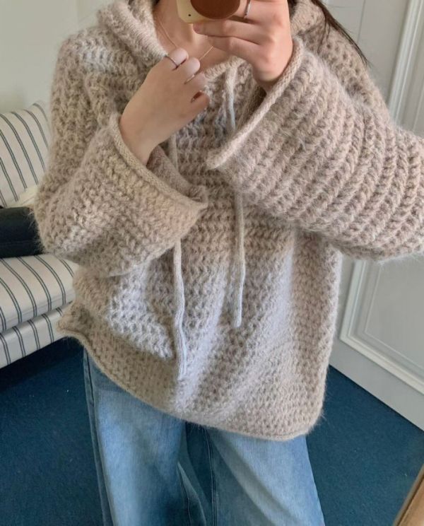 ZinD [ 粗針捲邊連帽針織衫 ] 4色 2512092 shihslica ZinD,zind,ZD,zooindrawer,zoo in drawer,抽屜動物園,丹寧,牛仔外套,外套富翁,洋裝,韓國襪子