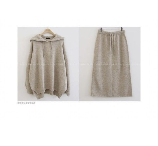 ZinD [ 套裝：彈性針織連帽Ｔ＋秀氣窄身裙 ] 3色 2512192  shihslica ZinD,zind,ZD,zooindrawer,zoo in drawer,抽屜動物園,丹寧,牛仔外套,外套富翁,洋裝,韓國襪子,年終慶,雙11,雙12,黑五,週年慶,合購價,自訂款