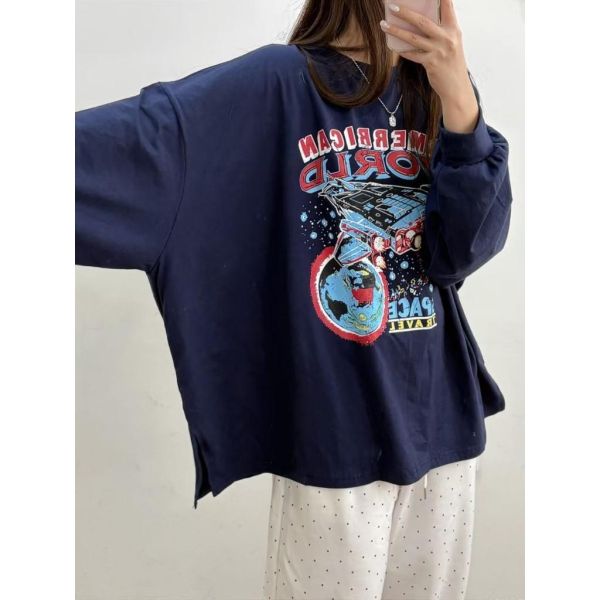 ZinD [ 太空船美式風寬大棉Ｔ ] 2色 2603041 shihslica 