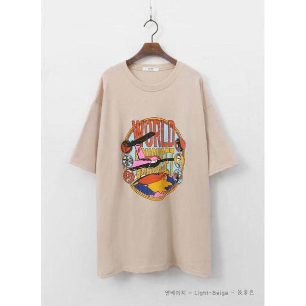 ZinD [ 彩繪漫畫風格中長版Ｔ恤 ] 3色 2605014 ZinD,zind,ZD,zooindrawer,zoo in 抽屜,動物園,丹寧,外套,外套富翁,洋裝,韓國襪子,年終慶,雙11,雙12,黑五,百搭,合購價,自訂,春裝,Tshirt,首爾,正韓,套裝