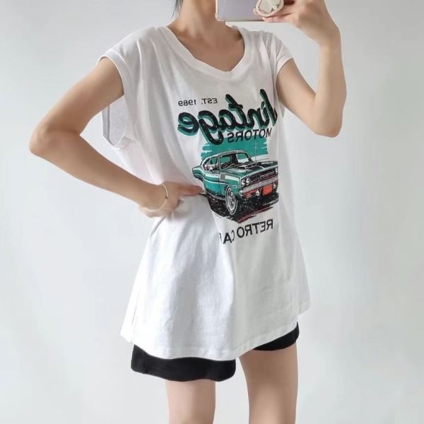 Z in D [ 美式古董車小蓋袖寬棉Ｔ ] 2色 2507091 (shihslica) ZinD,zind,ZD,zooindrawer,zoo in drawer,抽屜動物園,丹寧,牛仔外套,外套富翁,洋裝