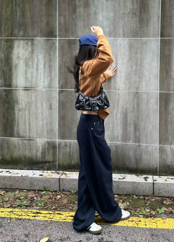 ZinD [ 後口袋文字混毛寬管休閒褲 ] 2色2尺寸 2511194 