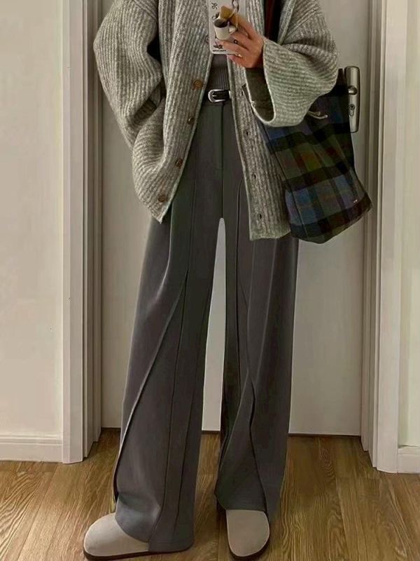 ZinD [ 斜邊裁切線設計西裝褲 ] 質感灰 2603122 shihslica ZinD,zind,ZD,zooindrawer,zoo in 抽屜,抽屜動物園,丹寧,裙子,裙子富翁,洋裝,韓國襪子,年終慶,雙11,雙12,黑五,永恆慶,合購價,自訂,春裝,正韓