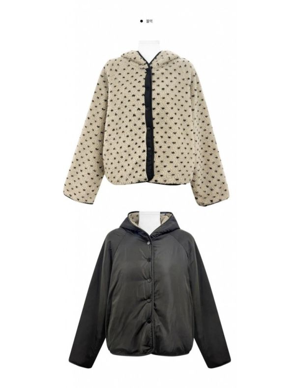 ZinD [ 小愛心毛毛連帽雙面暖外套 ] 3色 2511216 ZinD,zind,ZD,zooindrawer,zoo in drawer,抽屜動物園,丹寧,牛仔外套,外套富翁,洋裝,韓國襪子