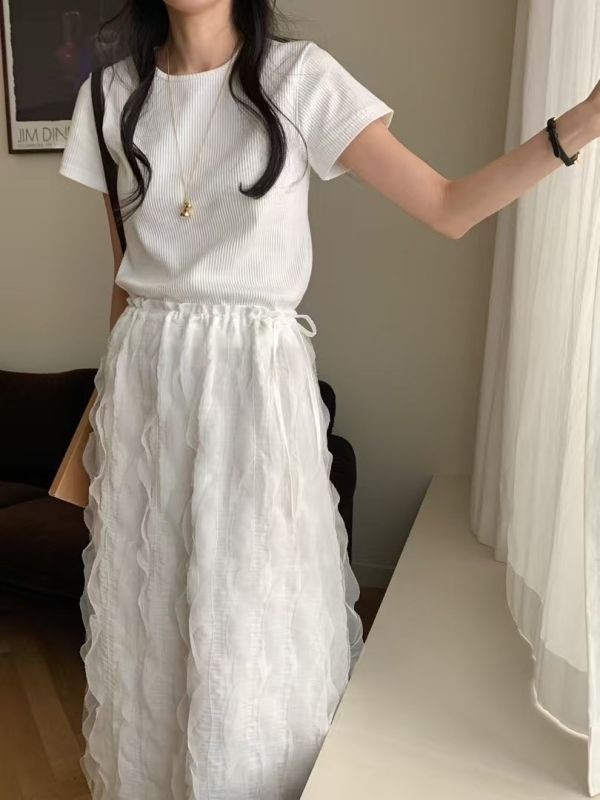 shihslica [ 波浪拼紗迷你亮片棉紗長裙 ] 2色 2503014m (shihslica) 