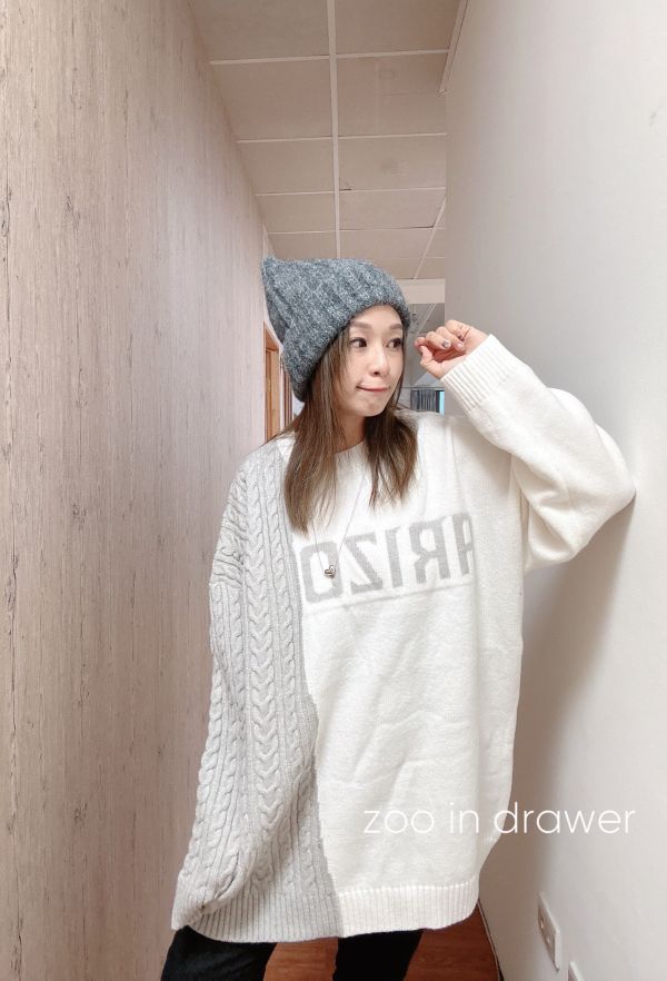 ZinD [ 麻花毛線拼接雙色針織上衣 ] 3色 2601023 shihslica ZinD,zind,ZD,zooindrawer,zoo in drawer,抽屜動物園,丹寧,牛仔外套,外套富翁,洋裝,韓國襪子,年終慶,雙11,雙12,黑五,週年慶,合購價,自訂款