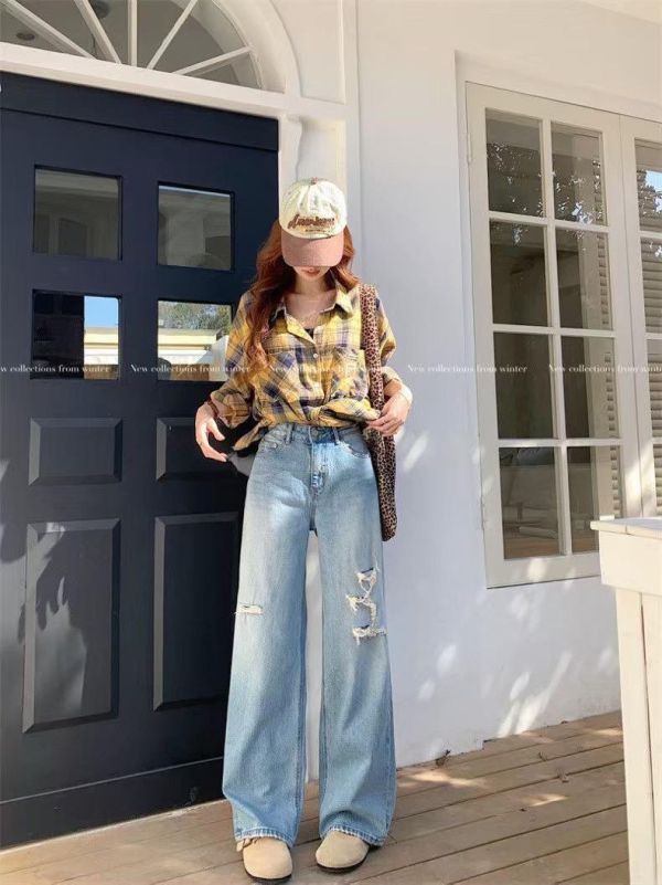 ZinD [ 小破損刷淺色修長丹寧褲 ] 4尺寸 2603152 