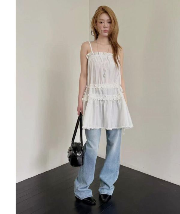 ZinD [ 波邊抓摺甜感層次細肩小洋裝 ] 2色 2604162 shihslica ZinD,zind,ZD,zooindrawer,zoo in 抽屜,抽屜動物園,丹寧,裙子,裙子富翁,洋裝,韓國襪子,年終慶,雙11,雙12,黑五,洋裝,合購價,自訂,春裝,Tshirt