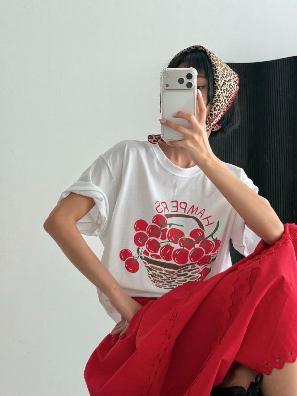 ZinD [ 小紅蕃茄質感棉T ] 4色 2604294 ZinD,zind,ZD,zooindrawer,zoo in 抽屜,動物園,丹寧,外套,外套富翁,洋裝,韓國襪子,年終慶,雙11,雙12,黑五,百搭,合購價,自訂,春裝,Tshirt,首爾