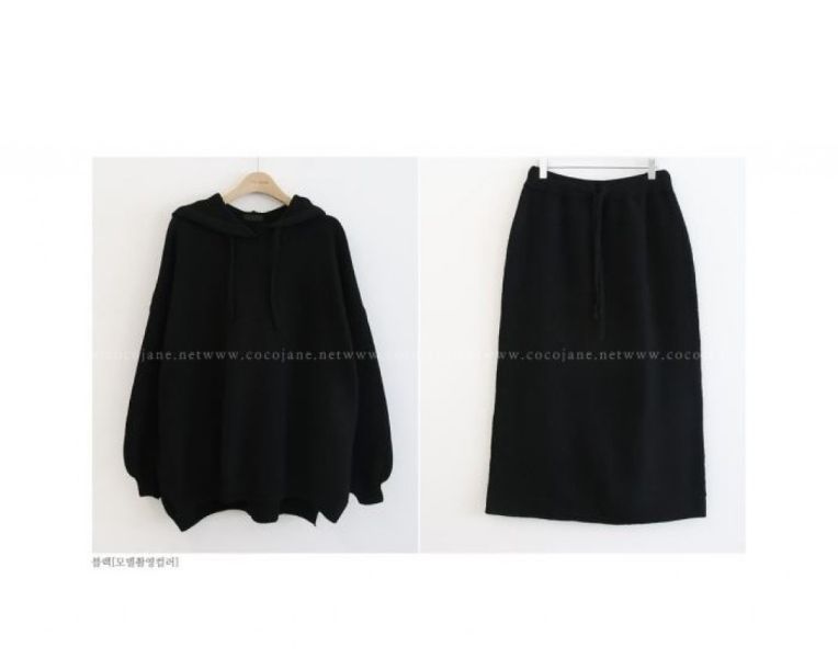 ZinD [ 套裝：彈性針織連帽Ｔ＋秀氣窄身裙 ] 3色 2512192  shihslica ZinD,zind,ZD,zooindrawer,zoo in drawer,抽屜動物園,丹寧,牛仔外套,外套富翁,洋裝,韓國襪子,年終慶,雙11,雙12,黑五,週年慶,合購價,自訂款