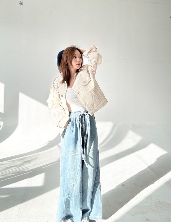 Z in D [ 刷色鬆緊腰丹寧軟布寬褲 ] 2色 2509112 (shihslica) ZinD,zind,ZD,zooindrawer,zoo in drawer,抽屜動物園,丹寧,牛仔外套,外套富翁,洋裝