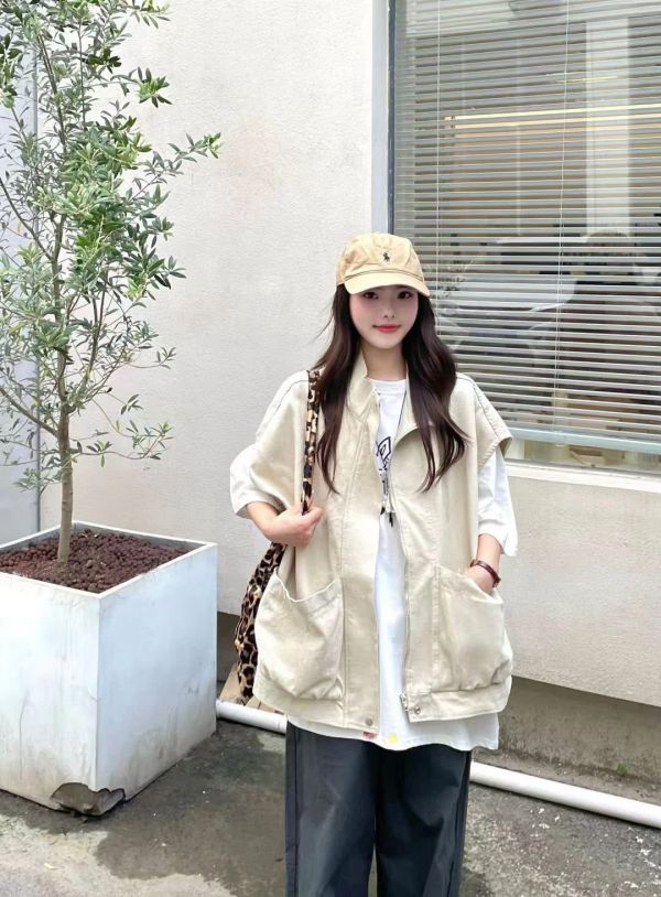Z in D [ 大口袋水洗斜紋背心外套 ] 5色 2509220 ZinD,zind,ZD,zooindrawer,zoo in drawer,抽屜動物園,丹寧,牛仔外套,外套富翁,洋裝