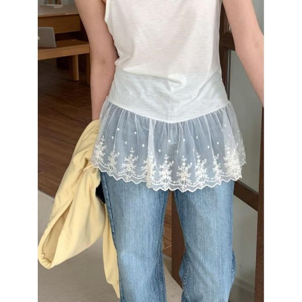 ZinD [ 衣襬蕾絲花細肩長背心 ] 4色 2603261 shihslica ZinD,zind,ZD,zooindrawer,zoo in 抽屜,抽屜動物園,丹寧,裙子,裙子富翁,洋裝,韓國襪子,年終慶,雙11,雙12,黑五,永恆慶,合購價,自訂,春裝,Tshirt