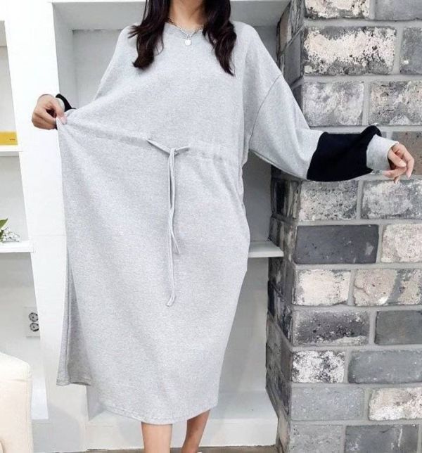 Z in D [ 袖子拼色縮腰連身洋裝 ] 5色 2510131 (shihslica) ZinD,zind,ZD,zooindrawer,zoo in drawer,抽屜動物園,丹寧,牛仔外套,外套富翁,洋裝,韓國襪子