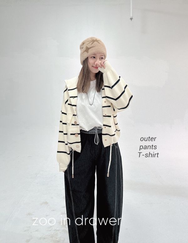 Z in D [ 金釦大口袋連帽厚磅針織 ] 2色 2509245 ZinD,zind,ZD,zooindrawer,zoo in drawer,抽屜動物園,丹寧,牛仔外套,外套富翁,洋裝