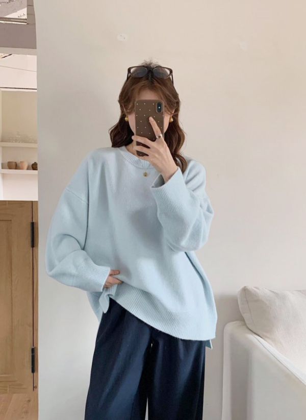 Z in D [ 圓領落肩寬鬆針織 ] 5色 2510151 ZinD,zind,ZD,zooindrawer,zoo in drawer,抽屜動物園,丹寧,牛仔外套,外套富翁,洋裝,韓國襪子