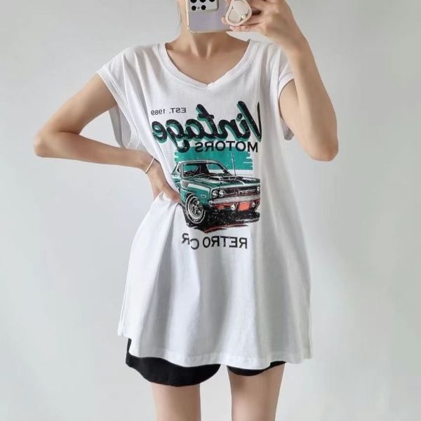 Z in D [ 美式古董車小蓋袖寬棉Ｔ ] 2色 2507091 (shihslica) ZinD,zind,ZD,zooindrawer,zoo in drawer,抽屜動物園,丹寧,牛仔外套,外套富翁,洋裝