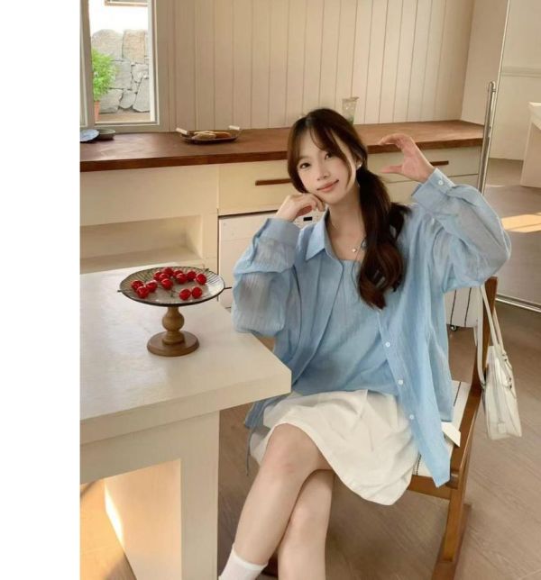 ZinD [ 輕盈棉紗春套裝：細肩背心＋襯衫外罩 ] 8色 2603052 shihslica ZinD,zind,ZD,zooindrawer,zoo in drawer,抽屜動物園,丹寧,牛仔外套,外套富翁,洋裝,韓國襪子,年終慶,雙11,雙12,黑五,週年慶,合購價,自訂款,shihslica,春裝,襯衫,套裝