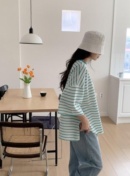 ZinD [ 微笑小標寬袖條紋T恤 ] 3色 2603161 shihslica 