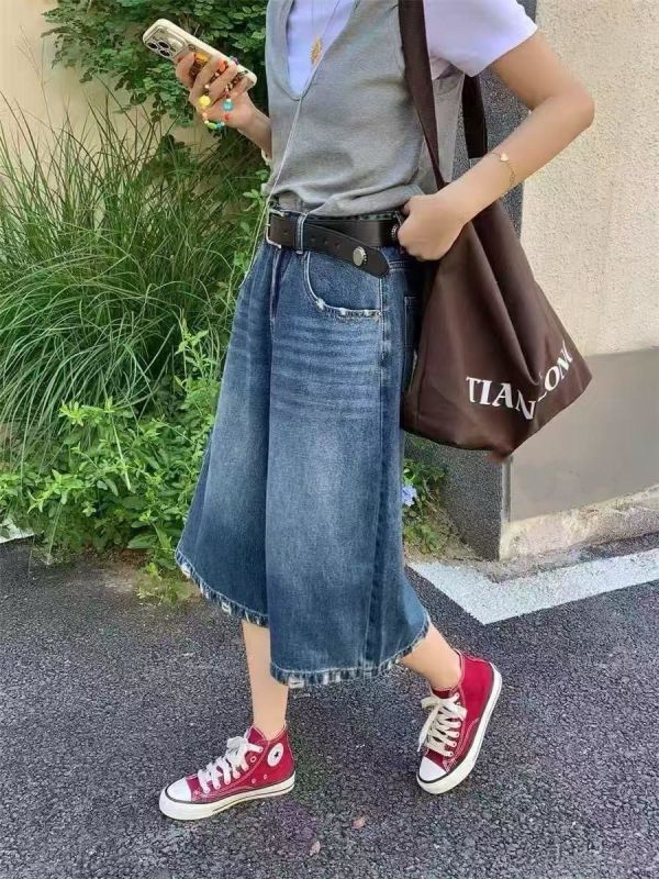 Z in D [ 刷色鬚邊寬闊過膝褲 ] 4 size 2509171 (shihslica) ZinD,zind,ZD,zooindrawer,zoo in drawer,抽屜動物園,丹寧,牛仔外套,外套富翁,洋裝