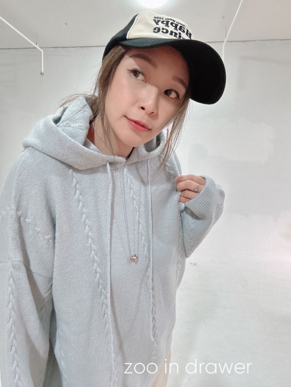 ZinD [ 柔柔 麻花編飾彈性連帽針織 ] 3色 2601021 shihslica ZinD,zind,ZD,zooindrawer,zoo in drawer,抽屜動物園,丹寧,牛仔外套,外套富翁,洋裝,韓國襪子,年終慶,雙11,雙12,黑五,週年慶,合購價,自訂款