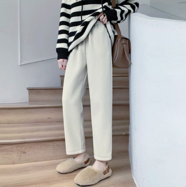 shihslica [ 好評再版 坑條細棉絨溫和9分褲 ] 3色 2511222 