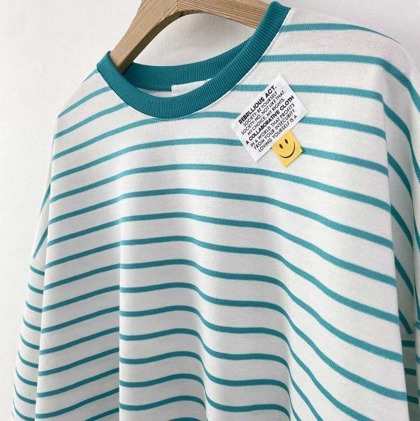 ZinD [ 微笑小標寬袖條紋T恤 ] 3色 2603161 shihslica 