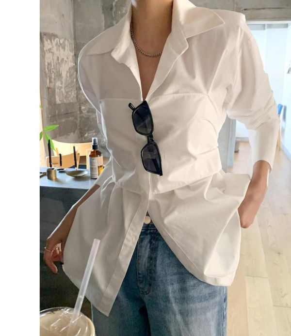 ZinD [ 假兩件綁帶造型後蝴蝶結襯衫 ] 2色 2603051 shihslica ZinD,zind,ZD,zooindrawer,zoo in drawer,抽屜動物園,丹寧,牛仔外套,外套富翁,洋裝,韓國襪子,年終慶,雙11,雙12,黑五,週年慶,合購價,自訂款,shihslica,春裝,襯衫