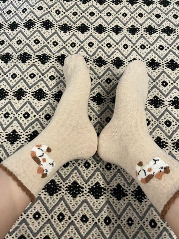 Z in D [ 韓製：整隻貓咪配色短襪 ] 5色 2510101 ZinD,zind,ZD,zooindrawer,zoo in drawer,抽屜動物園,丹寧,牛仔外套,外套富翁,洋裝,韓國襪子