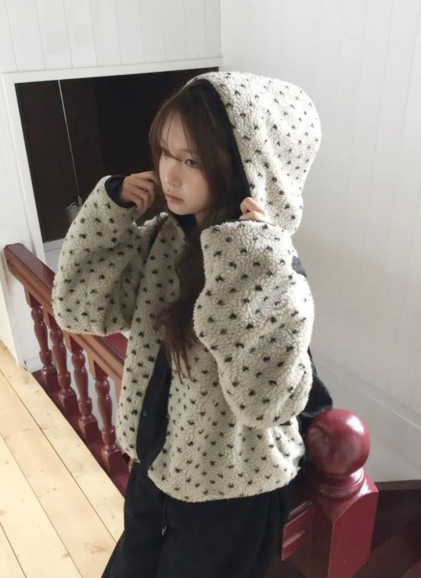 ZinD [ 小愛心毛毛連帽雙面暖外套 ] 3色 2511216 ZinD,zind,ZD,zooindrawer,zoo in drawer,抽屜動物園,丹寧,牛仔外套,外套富翁,洋裝,韓國襪子