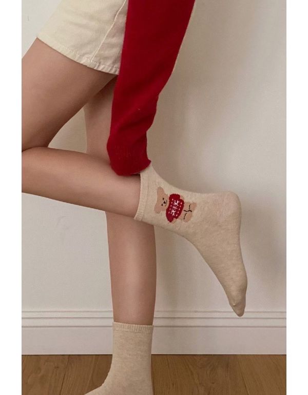 Z in D [ 韓製：整隻熊熊韓系短襪 ] 4色 2510107 ZinD,zind,ZD,zooindrawer,zoo in drawer,抽屜動物園,丹寧,牛仔外套,外套富翁,洋裝,韓國襪子