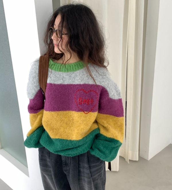 ZinD [ 英國奶奶的愛 彩色毛線針織 ] 2色 2511213 ZinD,zind,ZD,zooindrawer,zoo in drawer,抽屜動物園,丹寧,牛仔外套,外套富翁,洋裝,韓國襪子