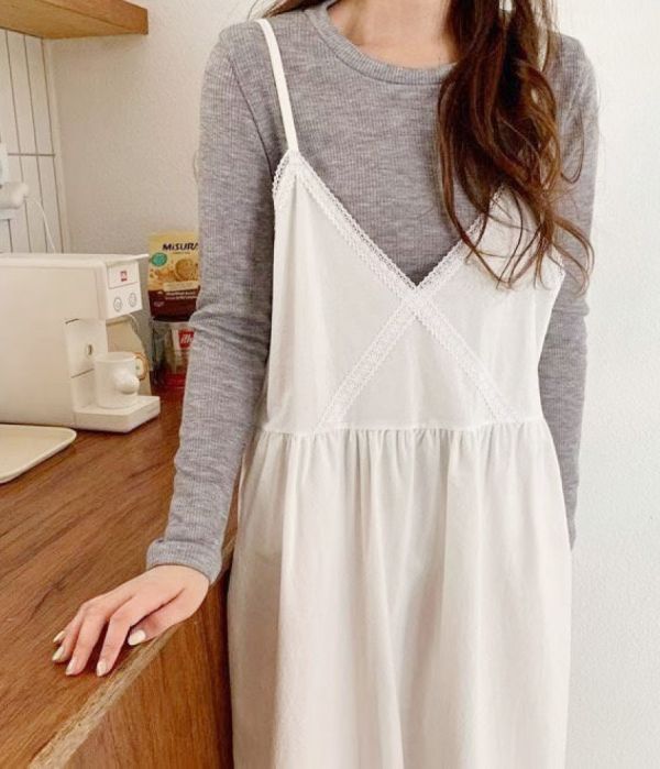 Z in D [ 細肩滾邊V領挺布洋裝 ] 3色 2510301 shihslica 250124外袋-有機米餅-2