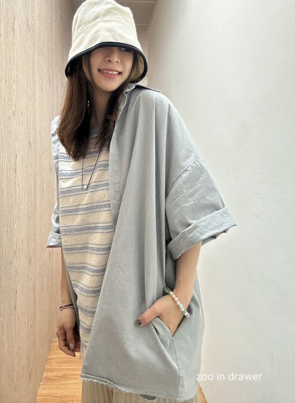 Z in D [ 洗色工裝風襯衫外套 ] 2色/有口袋 2504213g (shihslica) ZinD,zind,ZD,zooindrawer,zoo in drawer,抽屜動物園,丹寧,牛仔外套,外套富翁