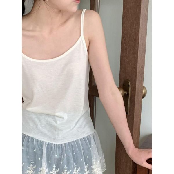 ZinD [ 衣襬蕾絲花細肩長背心 ] 4色 2603261 shihslica ZinD,zind,ZD,zooindrawer,zoo in 抽屜,抽屜動物園,丹寧,裙子,裙子富翁,洋裝,韓國襪子,年終慶,雙11,雙12,黑五,永恆慶,合購價,自訂,春裝,Tshirt