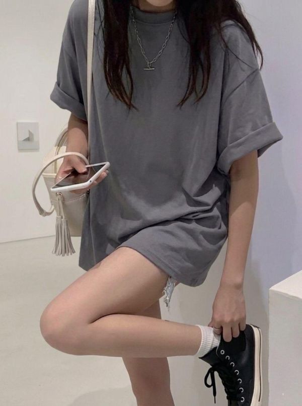 ZinD [ 霧色春夏中長寬版T ] 4色 2604051 shihslica ZinD,zind,ZD,zooindrawer,zoo in 抽屜,抽屜動物園,丹寧,裙子,裙子富翁,洋裝,韓國襪子,年終慶,雙11,雙12,黑五,永恆慶,合購價,自訂,春裝,Tshirt