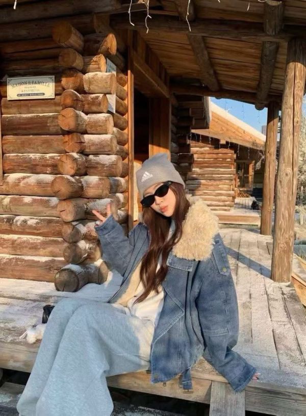 ZinD [ Q毛毛翻領單寧騎士暖外套 ] 單寧藍 2512281 