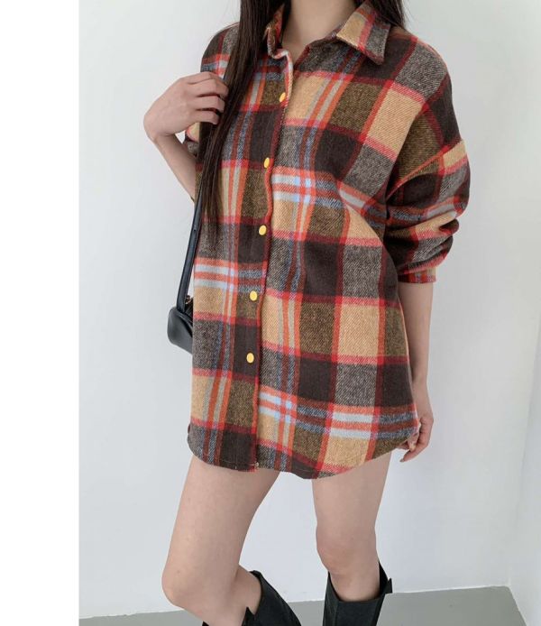 ZinD [ 配色格紋摩毛襯衫 ] 2色 2511214 ZinD,zind,ZD,zooindrawer,zoo in drawer,抽屜動物園,丹寧,牛仔外套,外套富翁,洋裝,韓國襪子