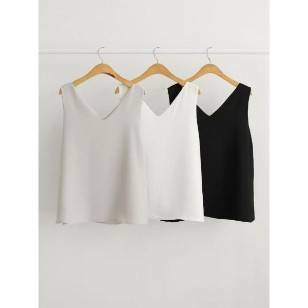 ZinD [ 前後v領雪紡高氣質背心 ] 3色 2603053 shihslica ZinD,zind,ZD,zooindrawer,zoo in 抽屜,抽屜動物園,丹寧,裙子,裙子富翁,洋裝,韓國襪子,年終慶,雙11,雙12,黑五,永恆慶,合購價,自訂,春裝