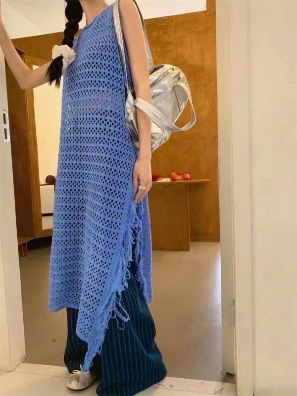 Z in D [ 流蘇鬚邊單開衩摟洞長背心 ] 2色 2505062 (shihslica) 