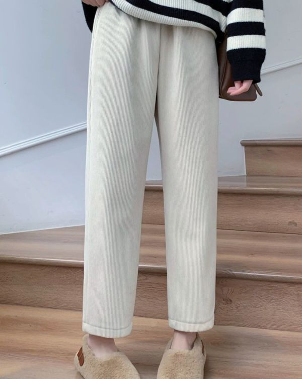 shihslica [ 好評再版 坑條細棉絨溫和9分褲 ] 3色 2511222 